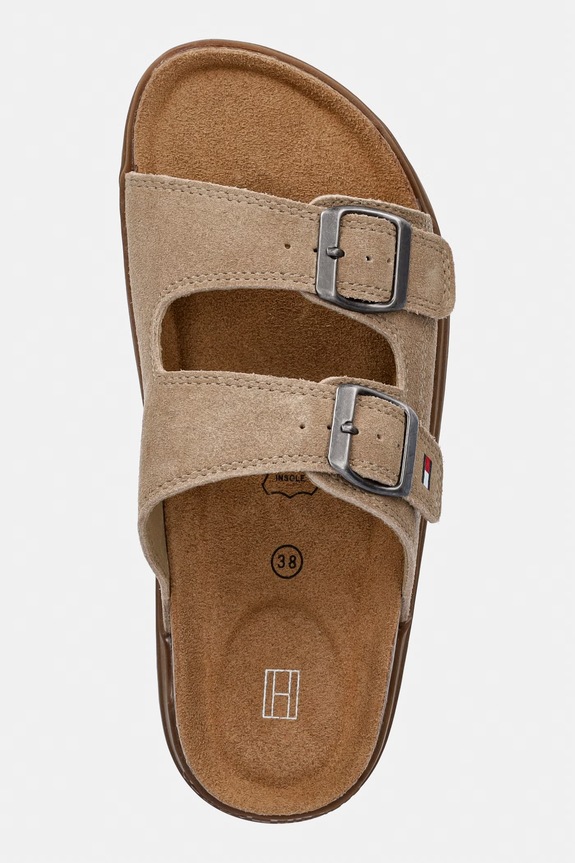 Tommy Hilfiger šľapky detské semišové hnedá T3X2.34396