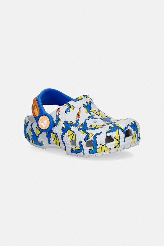 Crocs șlapi copii CLASSIC DRAGON GRAPHIC CLOG T gri 212514.CROCS.CLASSIC.DR