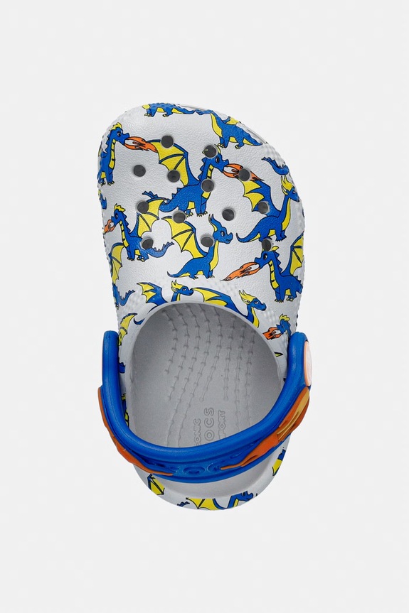 Detské šľapky Crocs CLASSIC DRAGON GRAPHIC CLOG T sivá 212514.CROCS.CLASSIC.DR