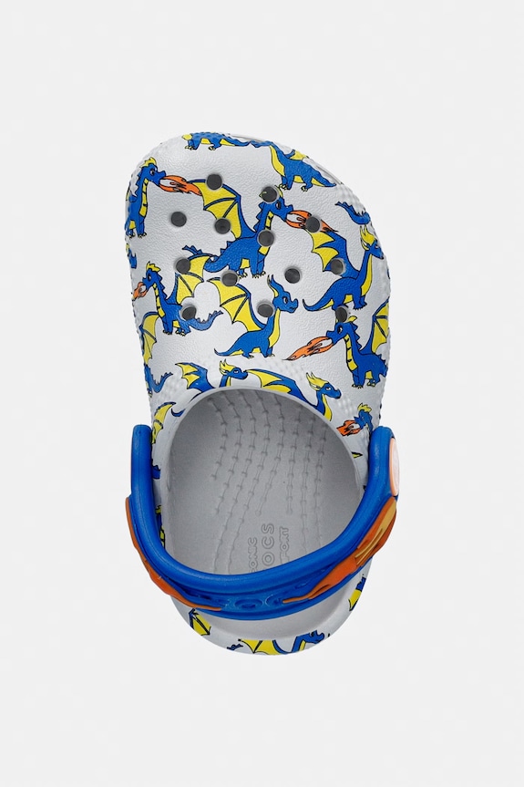 Crocs șlapi copii CLASSIC DRAGON GRAPHIC CLOG T gri 212514.CROCS.CLASSIC.DR