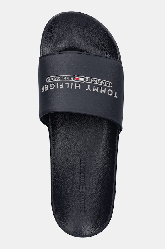 Tommy Hilfiger klapki RAISED POOL SLIDE granatowy FM0FM05761