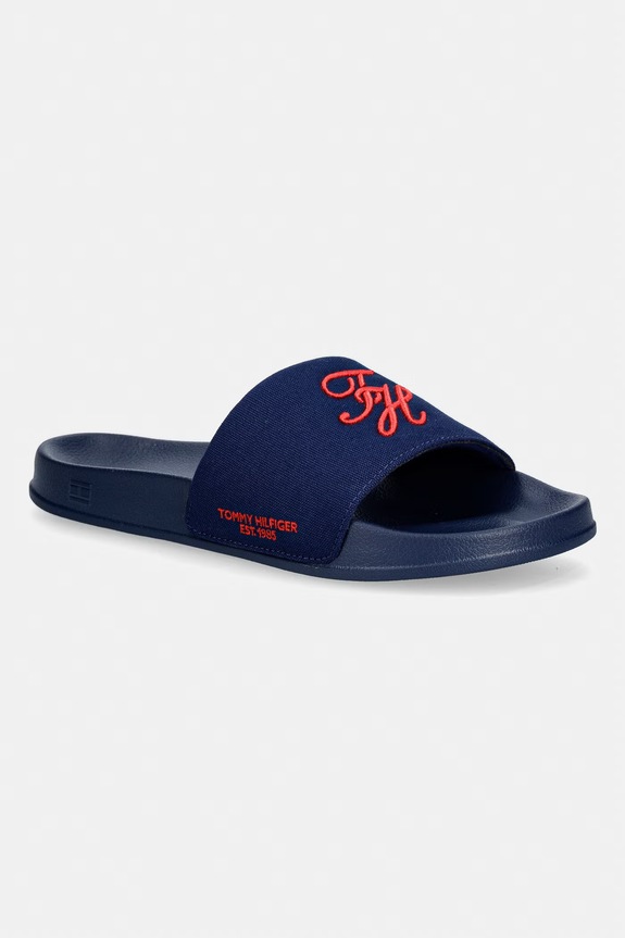 Tommy Hilfiger papuci pentru bărbați TH EMBROIDERY POOL SLIDE bleumarin FM0FM05858