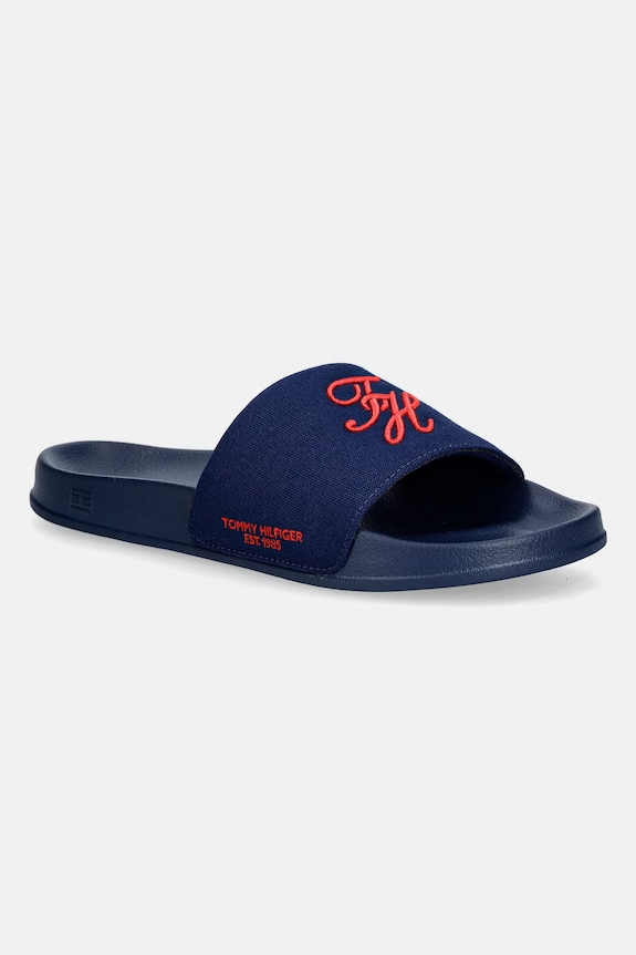 Tommy Hilfiger papuci pentru bărbați TH EMBROIDERY POOL SLIDE bleumarin FM0FM05858