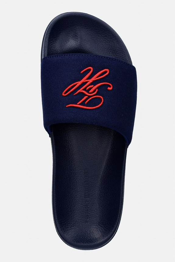 Tommy Hilfiger papuci pentru bărbați TH EMBROIDERY POOL SLIDE bleumarin FM0FM05858