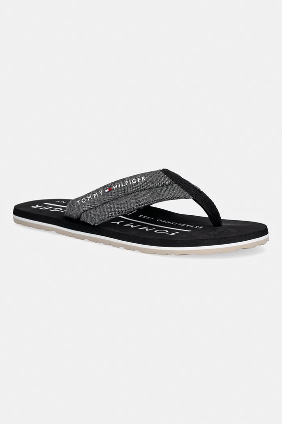 Tommy Hilfiger σαγιονάρες δίχαλο Ανδρικές HILFIGER CHAMBRAY BEACH SANDAL μαύρο FM0FM05751