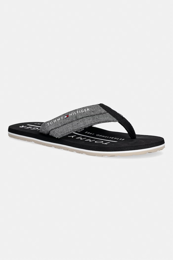 Tommy Hilfiger σαγιονάρες δίχαλο Ανδρικές HILFIGER CHAMBRAY BEACH SANDAL μαύρο FM0FM05751