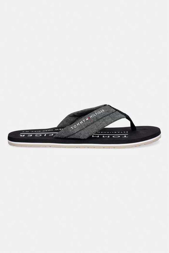 Tommy Hilfiger σαγιονάρες δίχαλο Ανδρικές HILFIGER CHAMBRAY BEACH SANDAL FM0FM05751 μαύρο SS26