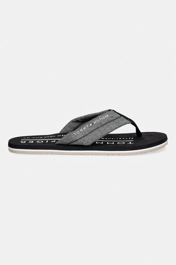 Tommy Hilfiger σαγιονάρες δίχαλο Ανδρικές HILFIGER CHAMBRAY BEACH SANDAL FM0FM05751 μαύρο SS26