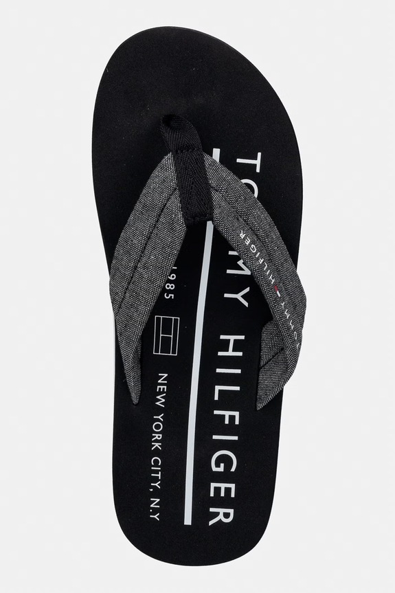 Tommy Hilfiger σαγιονάρες δίχαλο Ανδρικές HILFIGER CHAMBRAY BEACH SANDAL μαύρο FM0FM05751