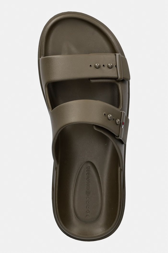 Tommy Hilfiger klapki basenowe męskie LIGHT ADJUSTABLE POOL SLIDER zielony FM0FM05757