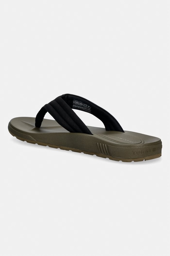 Încălțăminte Tommy Hilfiger șlapi pentru bărbați MOLDED HILFIGER LTH BEACH SANDAL FM0FM05802 negru