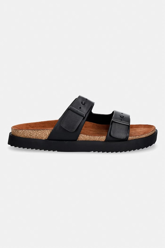 Tommy Hilfiger férfi bőr papucs HILFIGER CHAMBRAY BEACH SANDAL FM0FM05754 fekete SS26