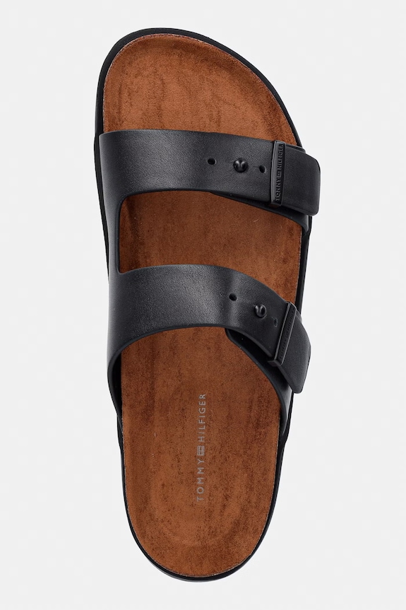 Tommy Hilfiger férfi bőr papucs HILFIGER CHAMBRAY BEACH SANDAL fekete FM0FM05754