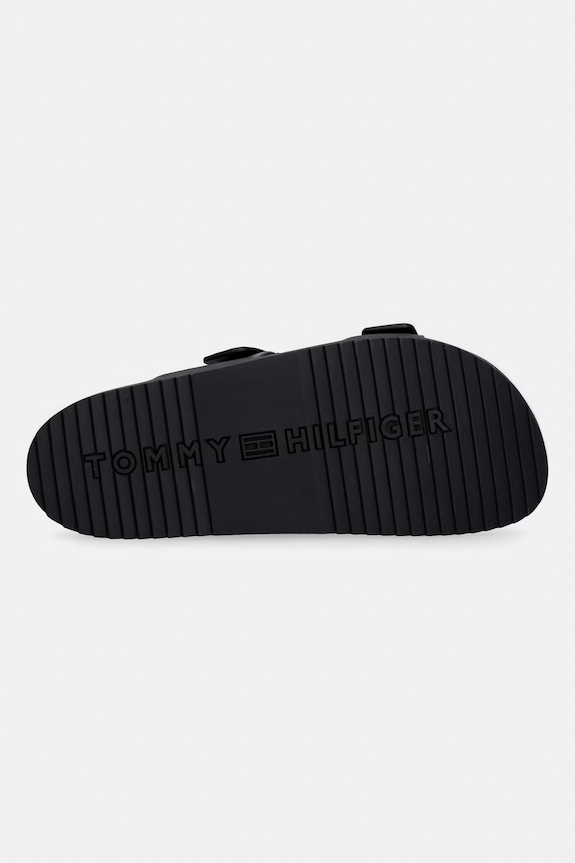 Tommy Hilfiger férfi bőr papucs HILFIGER CHAMBRAY BEACH SANDAL FM0FM05754 fekete