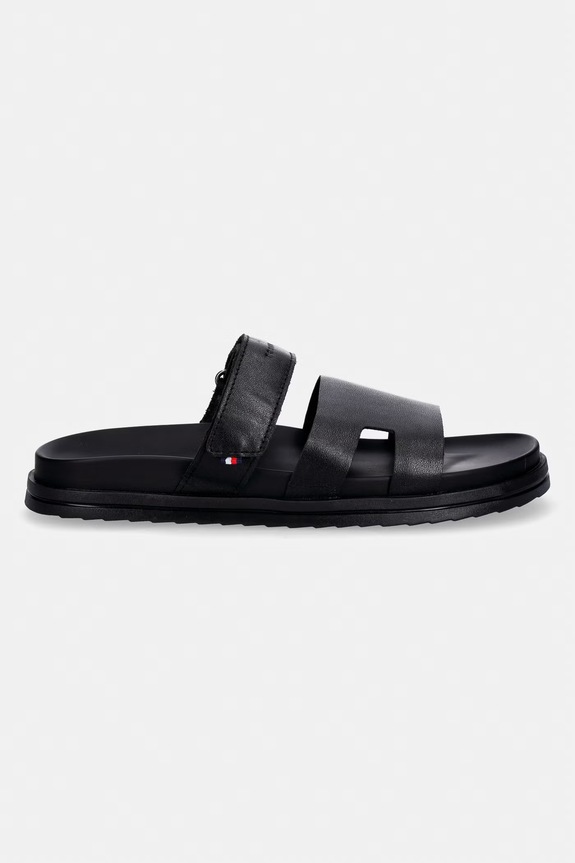 Tommy Hilfiger ciabatte slide da uomo in pelle ADJUSTABLE PREMIUM LTH SANDAL FM0FM05773 nero SS26