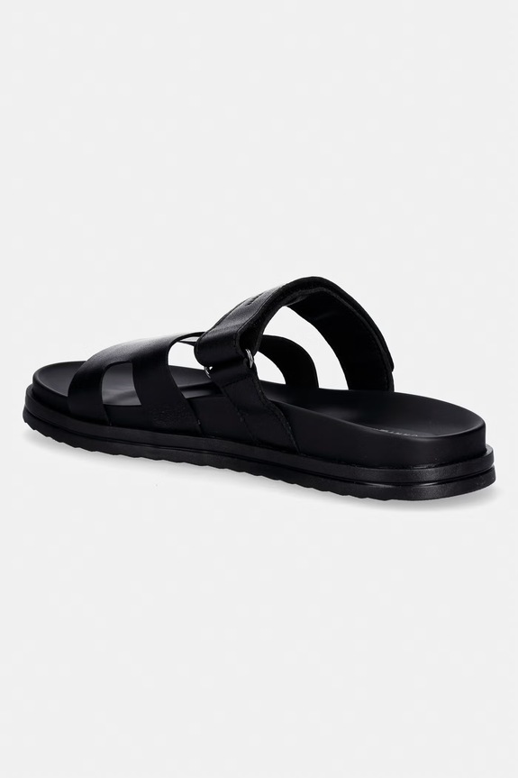 Scarpe Tommy Hilfiger ciabatte slide da uomo in pelle ADJUSTABLE PREMIUM LTH SANDAL FM0FM05773 nero