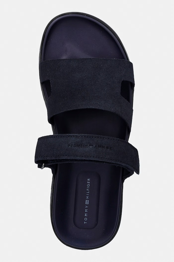 Tommy Hilfiger klapki męskie zamszowe ADJUSTABLE PREMIUM SUEDE SANDAL granatowy FM0FM05774