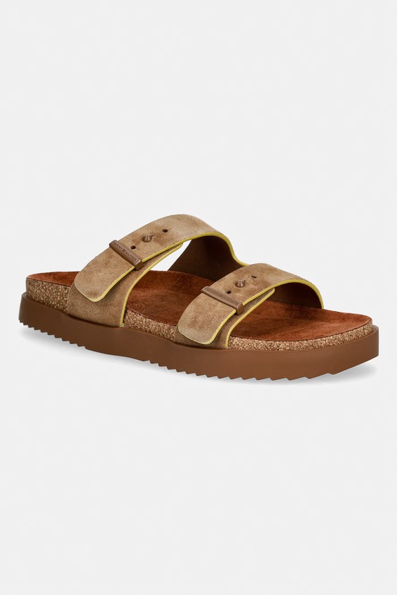 Tommy Hilfiger ciabatte slide da uomo in scamoscio CORK ADJUSTABLE SUEDE SANDAL marrone FM0FM05869