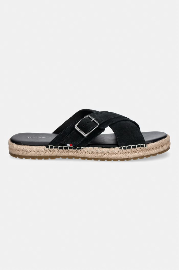 Tommy Hilfiger σαγιονάρες Ανδρικές σουέτ FLEX JUTTE BUCKLE SDE SANDAL FM0FM05772 μαύρο SS26