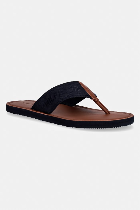 Tommy Hilfiger japonki męskie HILFIGER LEATHER BEACH SANDAL granatowy FM0FM05808