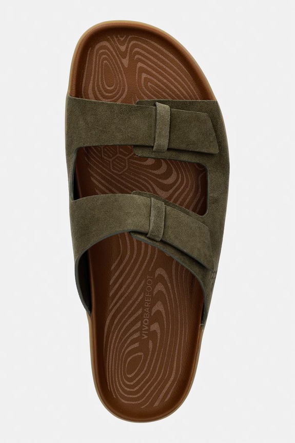 Vivobarefoot šľapky pánske kožené SENSUS YIN SLIDE zelená 309564