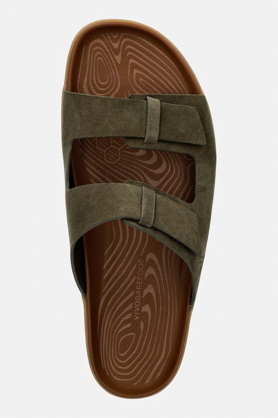 Vivobarefoot šľapky pánske kožené SENSUS YIN SLIDE zelená 309564