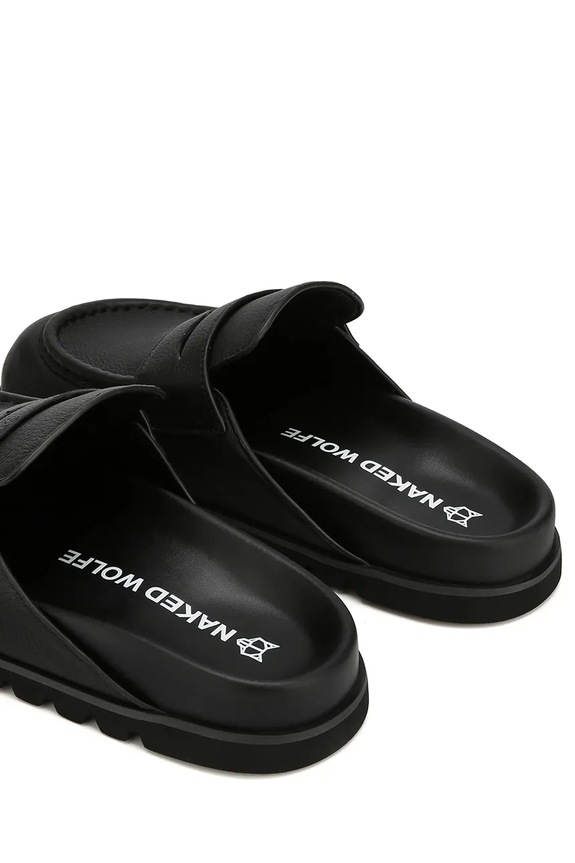 Obuwie Naked Wolfe klapki skórzane Cord Cord.Black.Pebble czarny