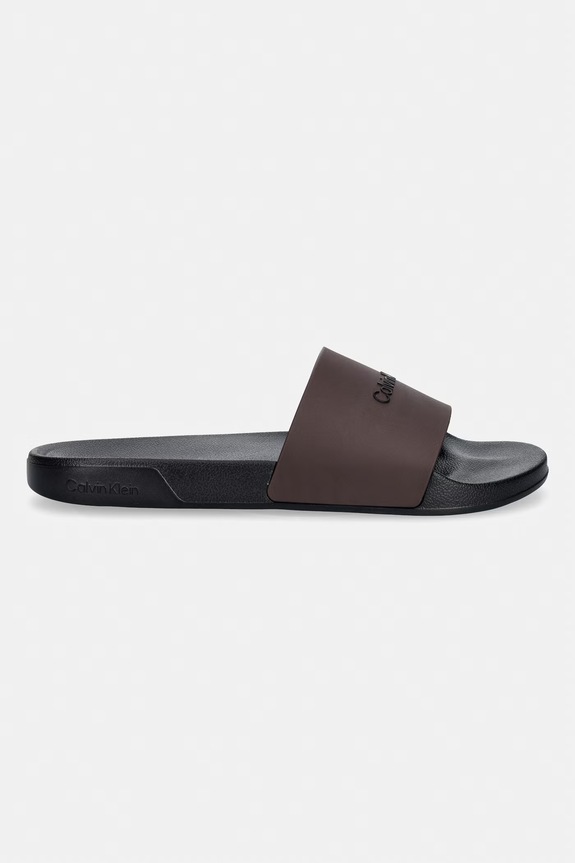 Calvin Klein klapki z odkrytymi palcami męskie ESS SLIDE MONOBRAND CV HM0HM02107 brązowy SS26