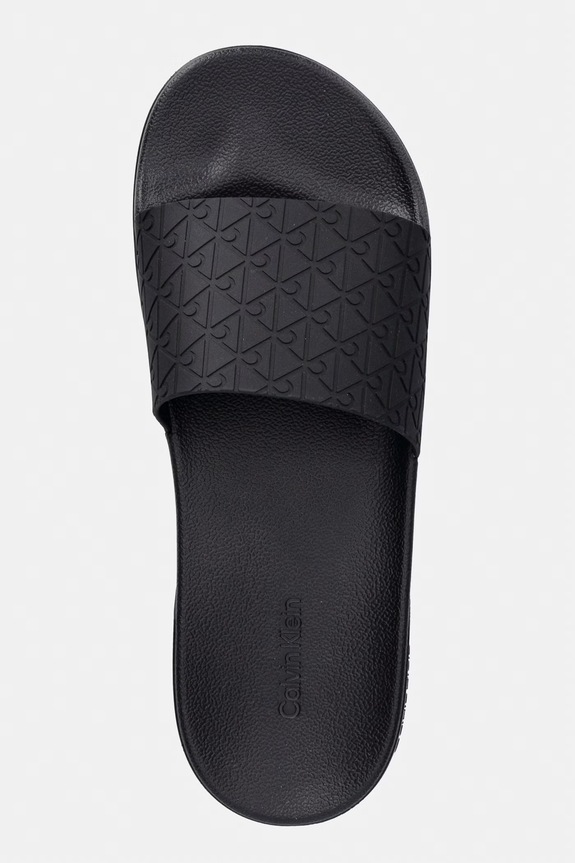 Calvin Klein klapki z odkrytymi palcami męskie ESS SLIDE PU AOP czarny HM0HM02110
