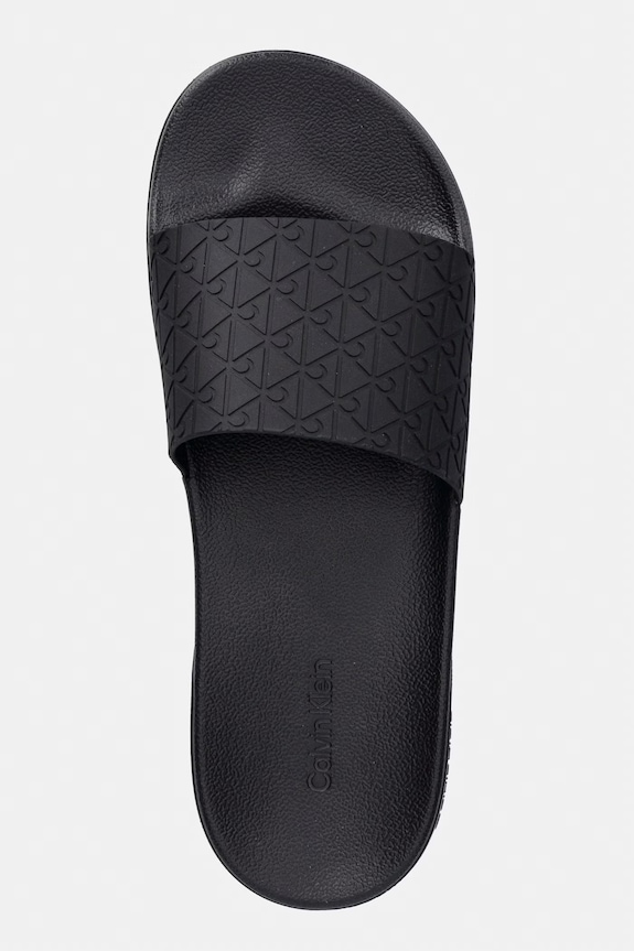 Calvin Klein klapki z odkrytymi palcami męskie ESS SLIDE PU AOP czarny HM0HM02110