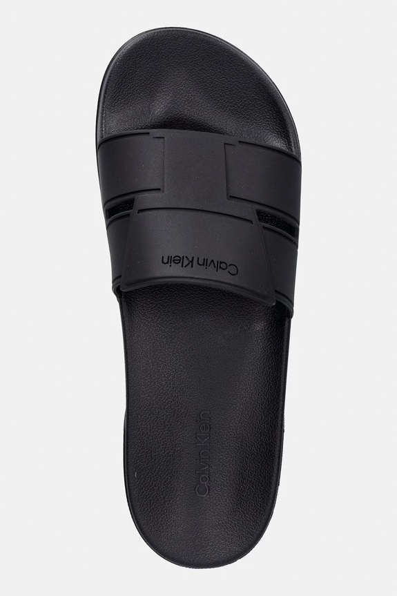 Calvin Klein klapki z odkrytymi palcami męskie ESS SLIDE DOUBLE T czarny HM0HM02111