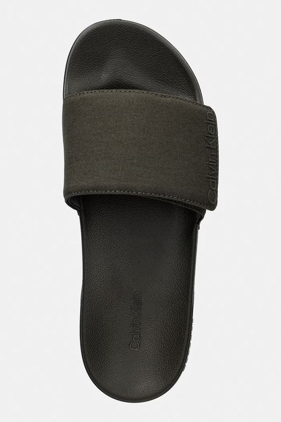 Calvin Klein klapki z odkrytymi palcami męskie ESS SLIDE ADJ MONOBRAND CV zielony HM0HM02115