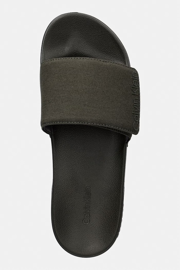 Calvin Klein klapki z odkrytymi palcami męskie ESS SLIDE ADJ MONOBRAND CV zielony HM0HM02115