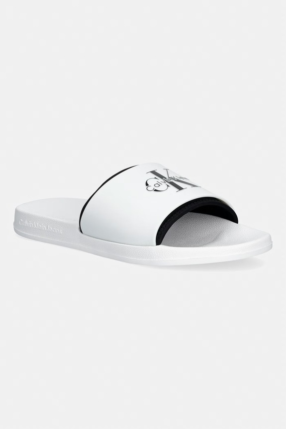 Calvin Klein klapki męskie ESS SLIDE RUBBER NEOPRENE biały HM0HM02229