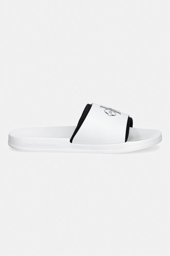 Calvin Klein klapki męskie ESS SLIDE RUBBER NEOPRENE HM0HM02229 biały SS26