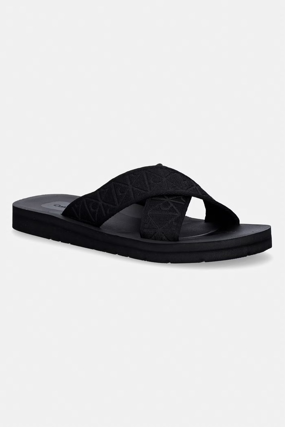 Calvin Klein klapki męskie ESS DIECUT XCROSS WB AOP czarny HM0HM02093