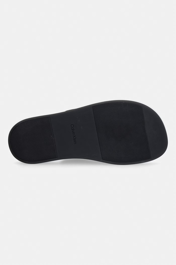 Calvin Klein klapki męskie skórzane ERGON DOUBLE BAR SANDAL LTH HM0HM02097 czarny