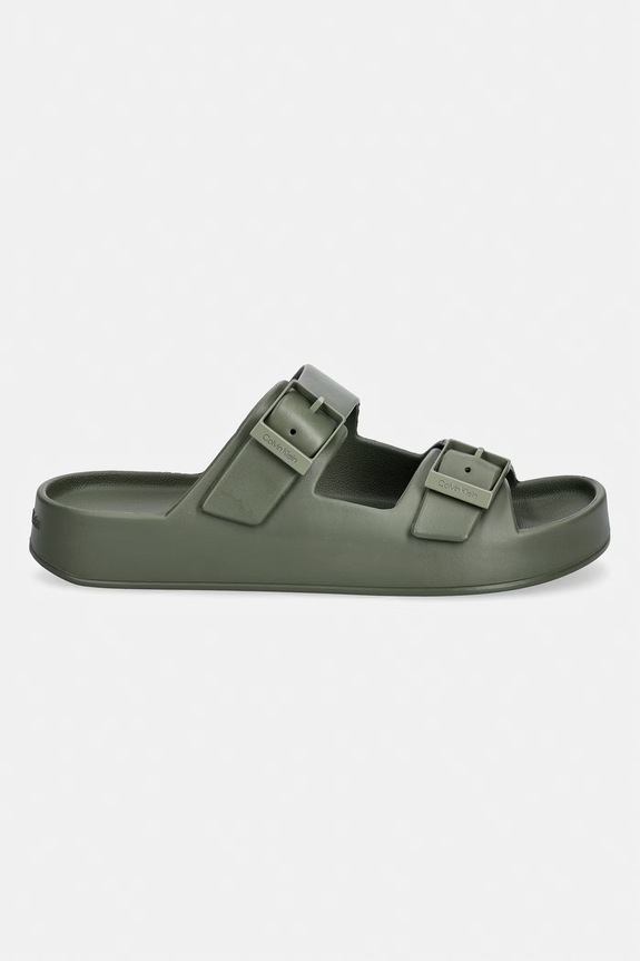 Calvin Klein klapki męskie ERGON EVA DOUBLE BAR SANDAL HM0HM02116 zielony SS26