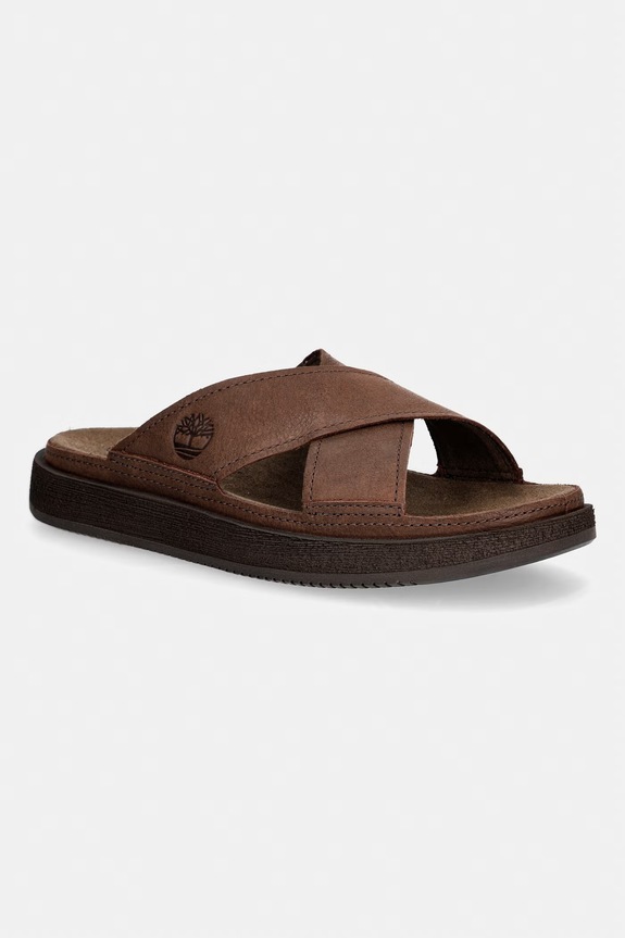 Timberland klapki męskie skórzane Casco Cove Slide brązowy TB0A2M17W011