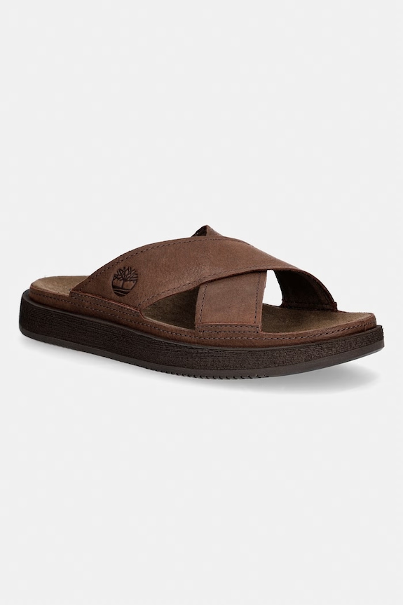 Timberland klapki męskie skórzane Casco Cove Slide brązowy TB0A2M17W011