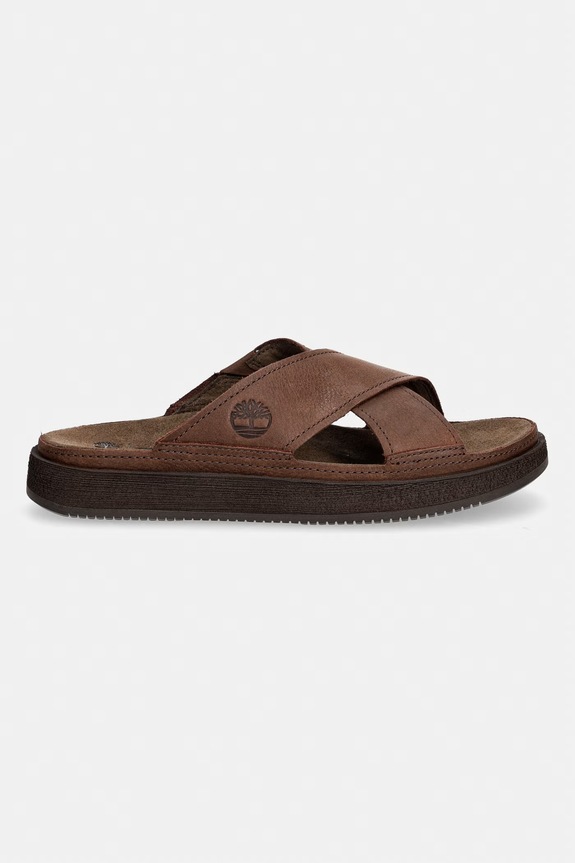 Timberland klapki męskie skórzane Casco Cove Slide TB0A2M17W011 brązowy SS26