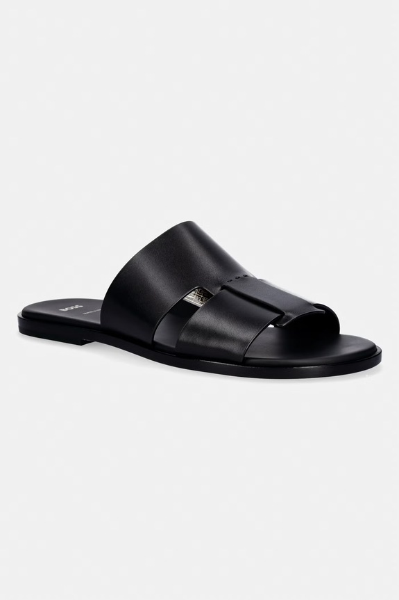 BOSS ciabatte slide da uomo in pelle Kael nero 50539243.001