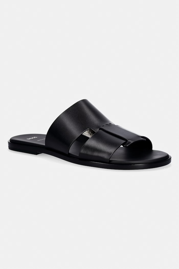 BOSS ciabatte slide da uomo in pelle Kael nero 50539243.001