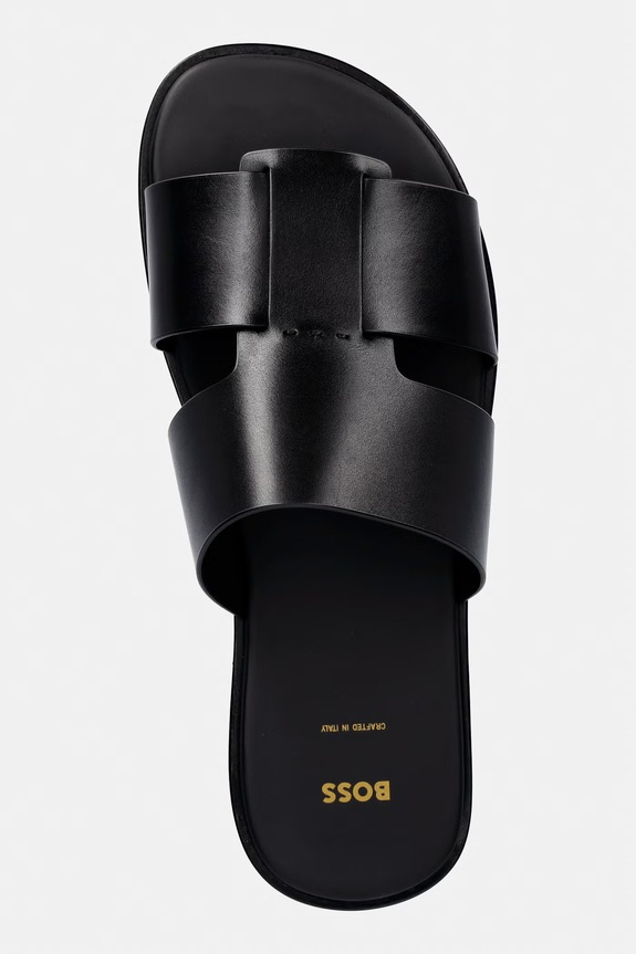BOSS ciabatte slide da uomo in pelle Kael nero 50539243.001