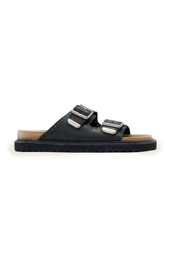 Παντόφλες σουέτ AllSaints Randal Sandal μαύρο M003FE