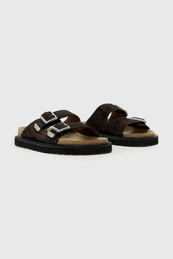 Παντόφλες σουέτ AllSaints Randal Sandal M002FC καφέ SS26
