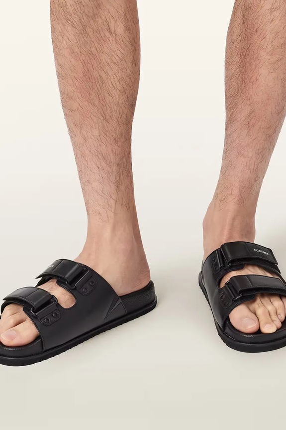 AllSaints šľapky pánske kožené Vex Sandal M032FE