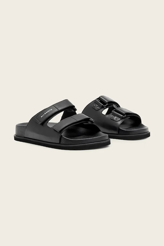 AllSaints šľapky pánske kožené Vex Sandal M032FE čierna SS26