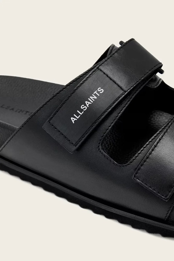 AllSaints šľapky pánske kožené Vex Sandal čierna M032FE