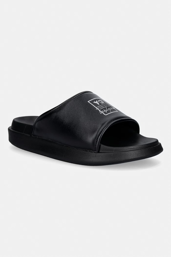 Y-3 SLIDE шльопанці чоловічі шкіряні чорний KI4033